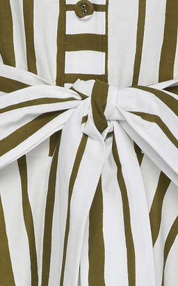 Martin Grant Tie-Front Striped Cotton-Poplin Midi Dress