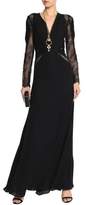 Thumbnail for your product : Roberto Cavalli Velvet-trimmed Embellished Crepe Gown