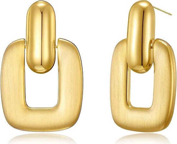 Summit Adventure GoldSilverHoopDangleEarringsForWomenStatementRetroEarringsMultipleStylesJewelryforBirthdayPartyJewelryGoldBrushedSquareOneSize