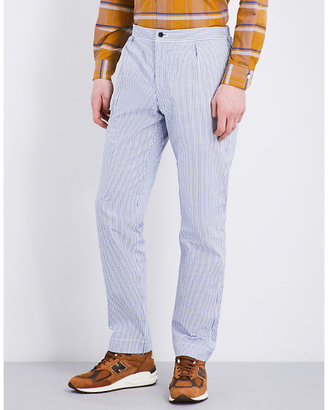 Camoshita Seersucker cotton and silk-blend trousers