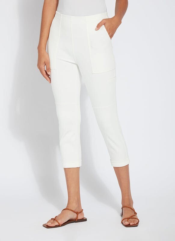 Women with Control Fashionable Stylish Cropped Cargo Pants White 2X NEW A264074 