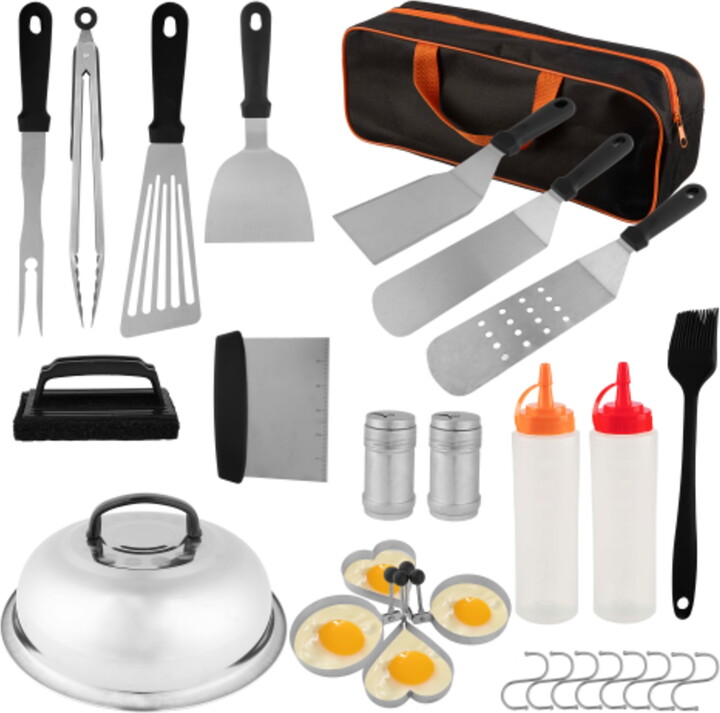 Home-Complete 28-pc Stainless Steel Griddle Accessories Set with Carry Bag