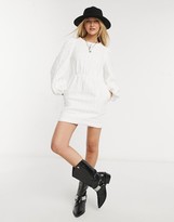 Thumbnail for your product : In The Style x Lorna Luxe smock dress with oversized collar in white