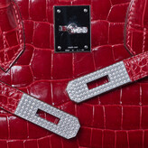 Thumbnail for your product : Hermes Rouge Braise Porosus Crocodile 18K White Gold Encrusted Diamond Birkin 35 Bag