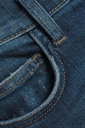 Current/Elliott Joey Dark Destroy Distressed High-rise Skinny Jeans