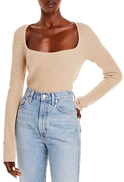 vince square neck cashmere cardigan