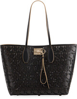 Thumbnail for your product : Ferragamo The Studio Gancini-Embossed Leather Tote Bag