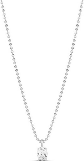 SHYMI SHYMIFancyOvalShapeNecklace—.925SterlingSilverRhodiumPlated-PlatedCubicZirconiaDetailingBeadedBallChainAdjustableLength