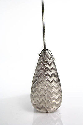 Saks Fifth Avenue Silver Metal Small Single Strap Clutch Crossbody Handbag