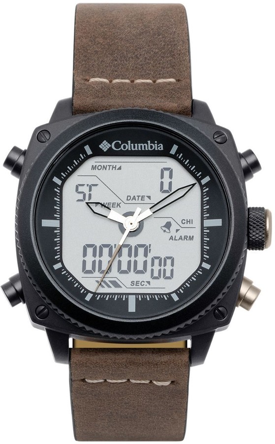 leather digital watch