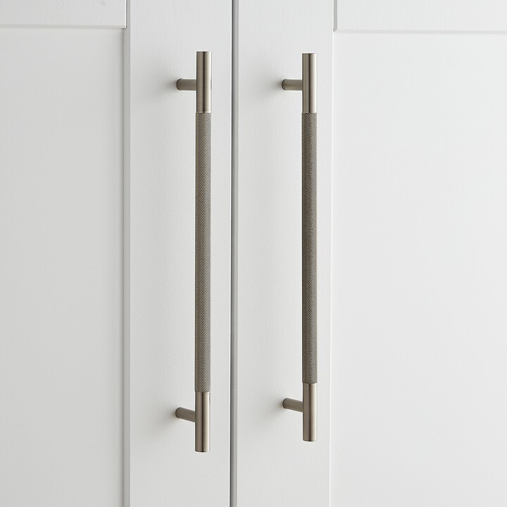 Dunelm Set of 2 Large Matt Chrome Knurled TBar Door Handles Silver