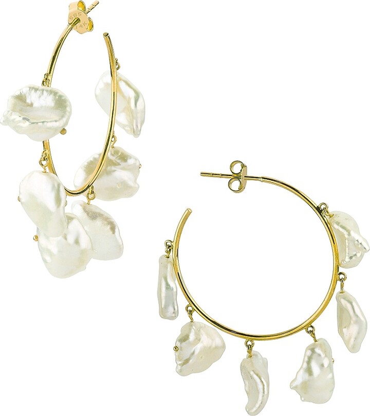 CHARMS COMPANY Women's Pearls Of Joy 14K Yellow Gold & Freshwater Pearl Hoop Earrings - Pearl