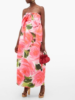 Richard Quinn Floral-print Knotted-bow Duchess Satin Gown - Pink Multi