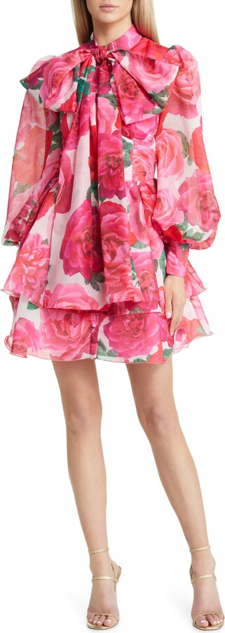 ASOS DESIGN Luxe Floral Long Sleeve Shift Dress