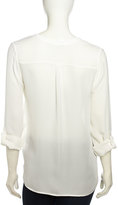 Thumbnail for your product : Joie Nura Tab-Sleeve Silk Blouse, Porcelain