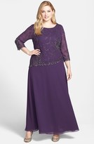 Thumbnail for your product : J Kara Beaded Mock Two-Piece Gown (Plus)