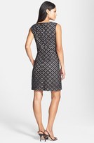 Thumbnail for your product : Donna Ricco Faux Leather Piping Lace Fit & Flare Dress