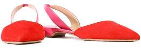 Paul Andrew Rhea Two-tone Suede And Leather Slingback Point-toe Flats