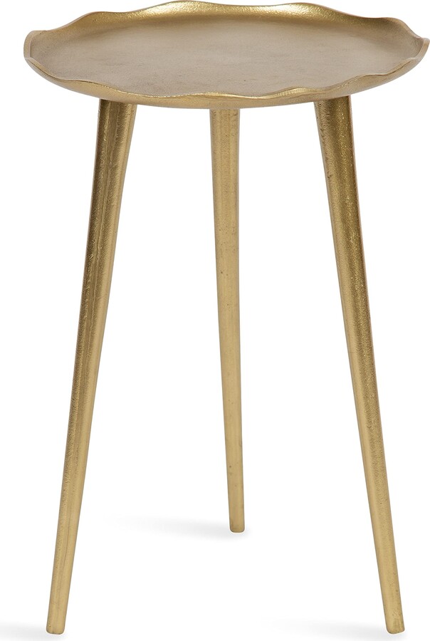Kate and Laurel Alessia Modern Round Metal Side Table; 15 x 15 x 22; Bronze; Decorative Glam Cast Aluminum End Table with Deckled Edge for Bedroom Nightstand or Living Room Accent