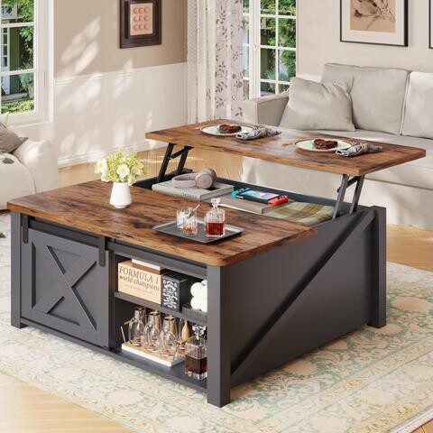 WESTWAY SEDETA 31.5' Lift Top Coffee Table with Storage, Square Coffee Tables for Living Room, Farmhouse Coffee Table with Large Hidden Storage Compartment...