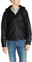Thumbnail for your product : Sportier Men's Faux Leather Insulated Jacket with Fleece Hood Inset