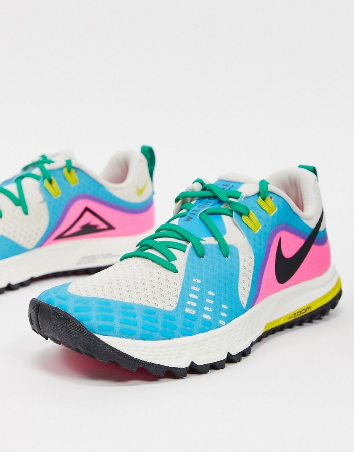 Nike Running Air Zoom Wildhorse 5 sneakers in blue and pink - ShopStyle