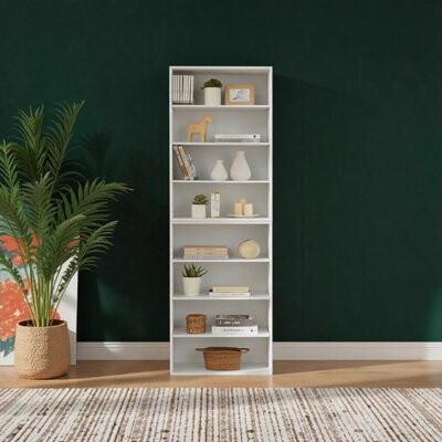 Latitude Run 8 - Layer Adjustable CD DVD Storage Cabinet & Display Bookshelf, Multi - Functional Double - Layer, MDF for Home and Office