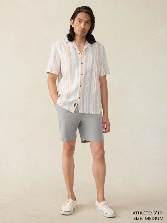 Faherty Men's Breeze Camp Short Sleeve Shirt, Small, Graphite Rainforest