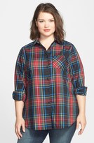 Thumbnail for your product : Foxcroft 'Holiday Tartan' Shaped Shirt (Plus Size)
