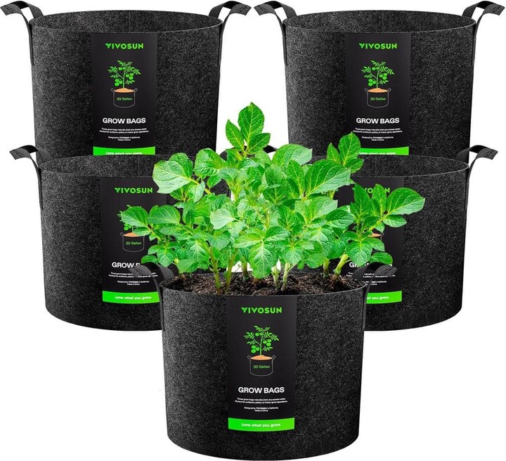 VIVOSUN 30 Gal. Heavy-Duty Nonwoven Fabric Plant Grow Bags with Handles (5-Pack)