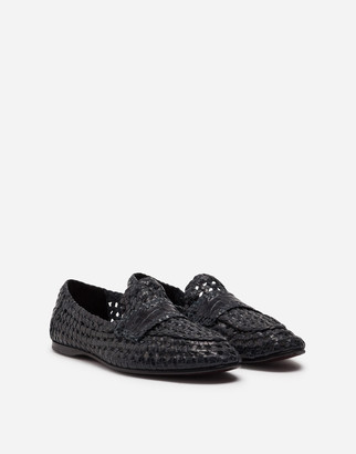 Dolce & Gabbana Persia woven calfskin slippers