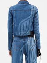 Thumbnail for your product : Ahluwalia Linear-print Denim Jacket - Mid Denim