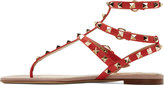 Thumbnail for your product : Valentino Deep Orange Leather Rockstud Gladiator Sandals