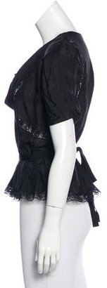 Nina Ricci Silk Lace-Trimmed Top
