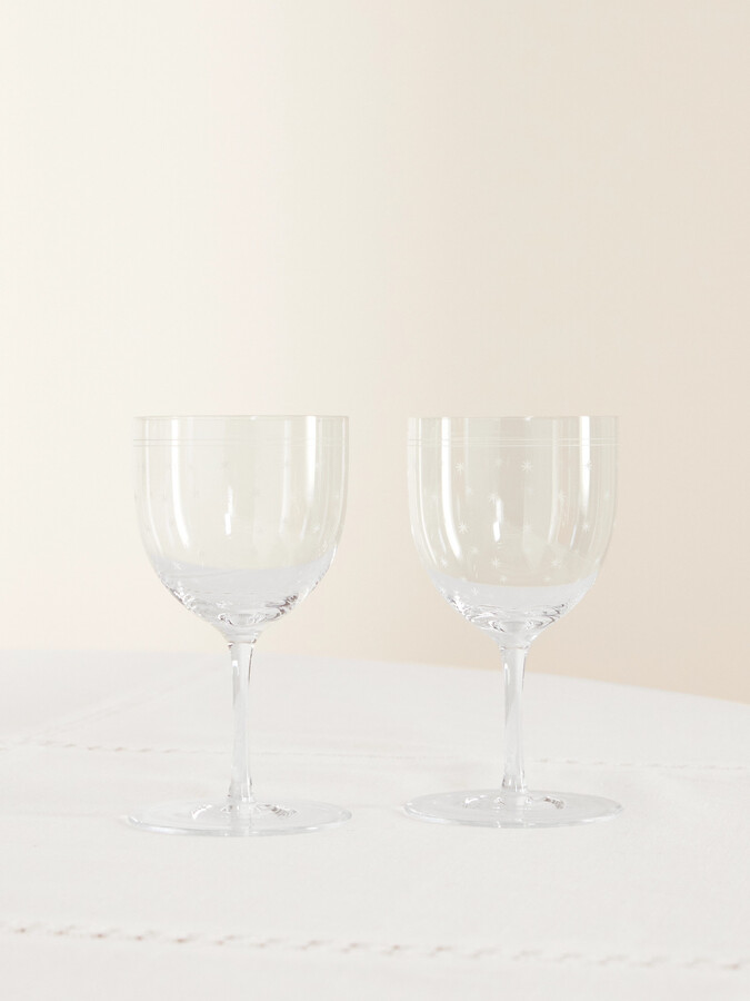 Lobmeyr Rothschild Stars Set Of Two Crystal Wine Glasses - Neutrals