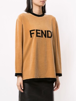 Fendi Pre Owned velvet effect logo T-shirt