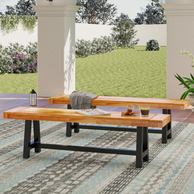 Alphamarts Acacia Outdoor Bench (set Of 2)