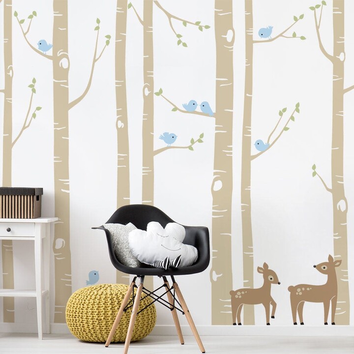 Etsy Birch Tree Wall Decal Forest With Deer & Birds, Nursery Decor