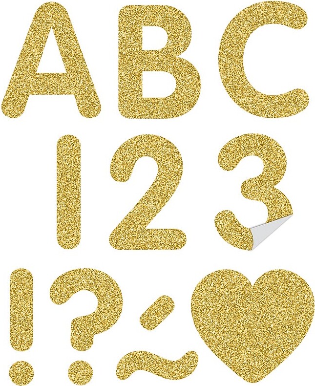 Teacher Created Resources 2" Self-Adhesive Letters and Numbers, Gold Glitz, 276/Pack (TCR9648)