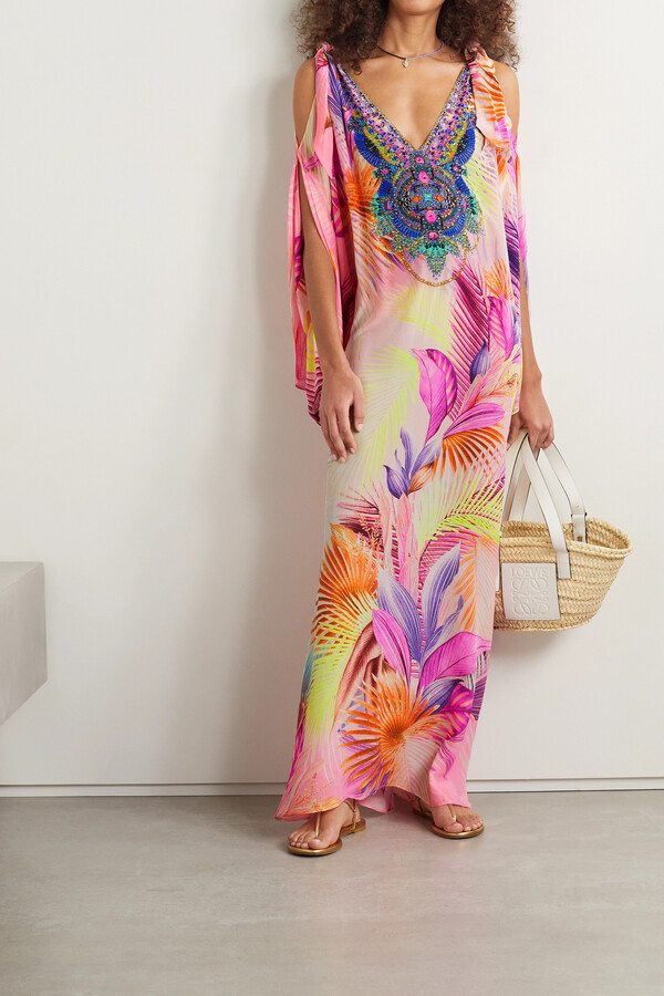 Maxi Dress Camilla Split Front Kaftan Styling Camilla Cold-shoulder