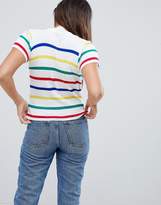 Thumbnail for your product : Daisy Street short sleeve sweater with rainbow stripe