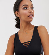 Thumbnail for your product : South Beach lattice detail bra top in black