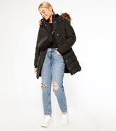 Thumbnail for your product : New Look Petite Faux Fur Hood Tab Waist Puffer Jacket