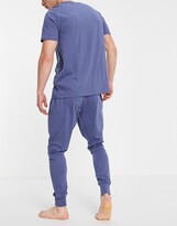 Thumbnail for your product : New Look embroidered lounge t-shirt & jogger set in blue