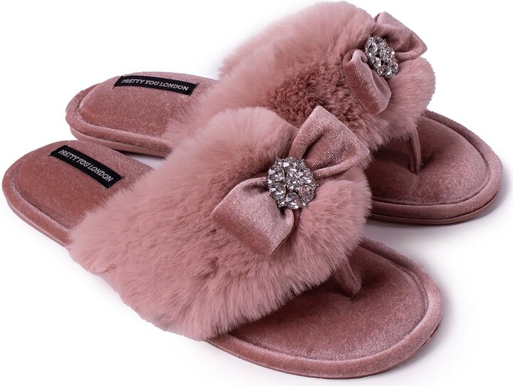 Pretty You Women's Pink Purple Amelie Toe Post Slipper With