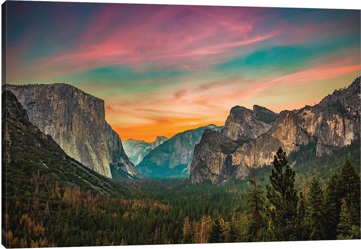 California Yosemite Valley Tunnel View Sunset by Alex G Perez Canvas Wall Art