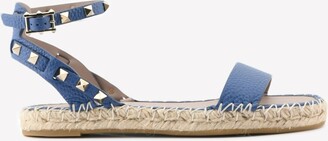 Valentino Rockstud Wraparound Espadrille Sandals