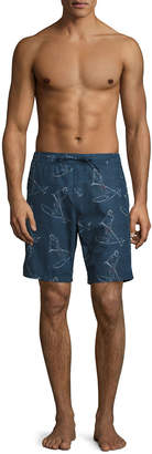 Orlebar Brown Lawrence Paddlin' Print Relaxed-Fit Swim Trunks, Navy