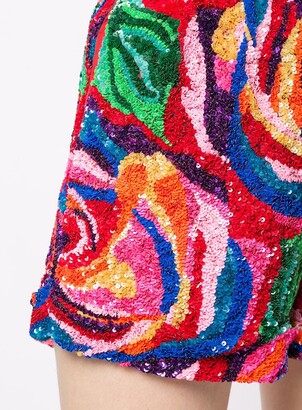 Manish Arora Rose Pattern Sequinned Shorts