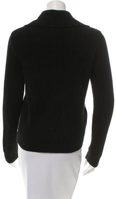 L'Agence Leather-Accented Wool Sweater